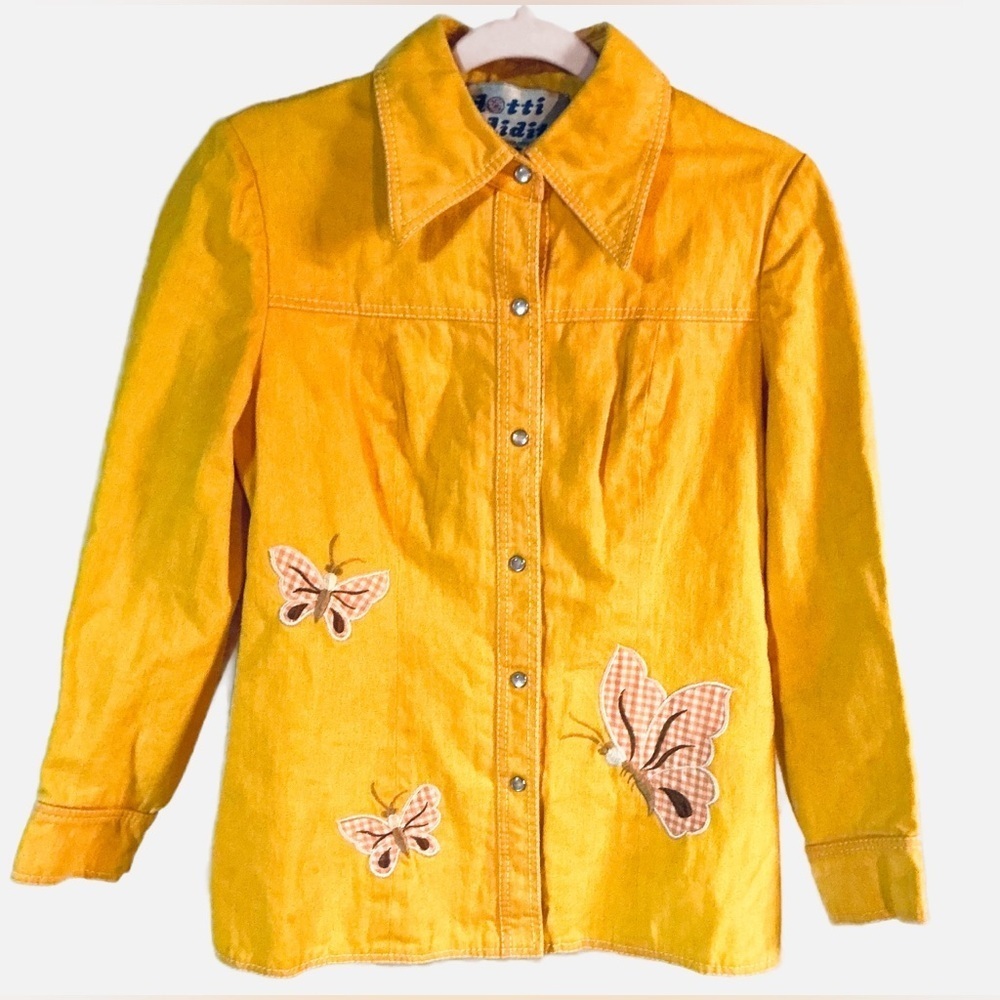 Vintage 1970’s Dotti Didit Festival‎ Butterfly Embroidered Yellow Denim Jacket
